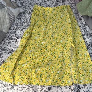LOFT Yellow Wrap Maxi Skirt with Slit